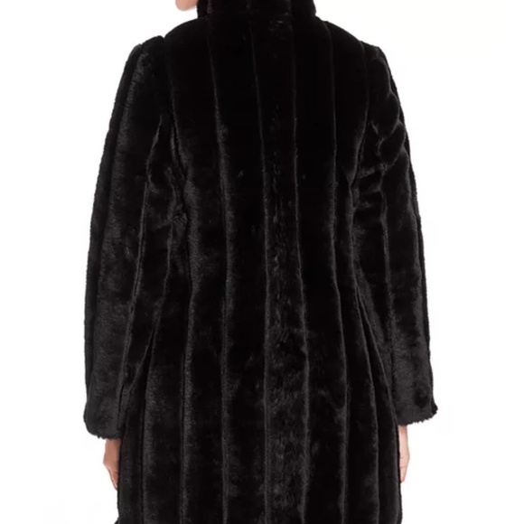 Via Spiga Reversible Cozy Soft Faux Mink Fur Blk Coat Women Medium Pockets Luxe - Picture 10 of 14